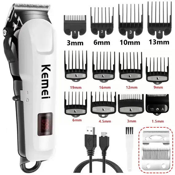 Kemei Hair Cutting Machine Electric Hair Clipper Cordless Trimmer for Men Shaving Machine Rechargeable Hair Cut Barber KM-809A