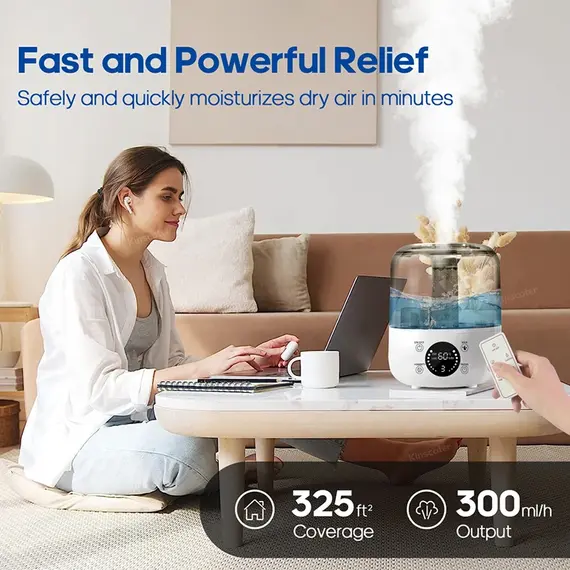 KINSCOTER 3L Air Humidifier Professional Large Capacity Home Humidifier Plant Mist Aroma Diffuser with Remote Control Timer