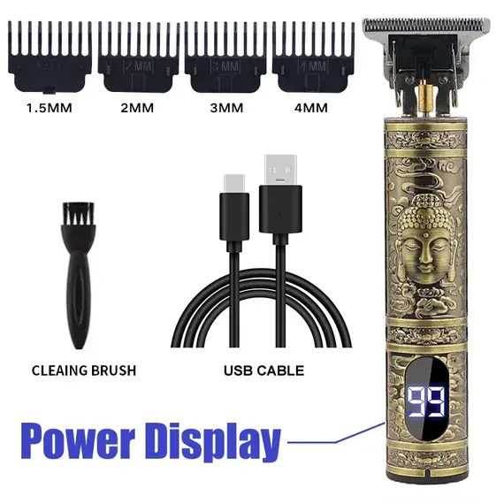 T9 Electric Hair Clipper for Men Professional Barber Shaver Beard Trimmer Dragon Buddha Design Body Hair Cutting Machine
