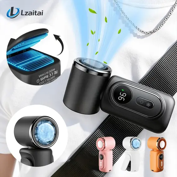 Portable Ice Compress Fan High Speed Cooling Ice Pack Fans 3000mAh 5 Speeds 180°Adjustable LED Display USB Rechargeable Mini Fan