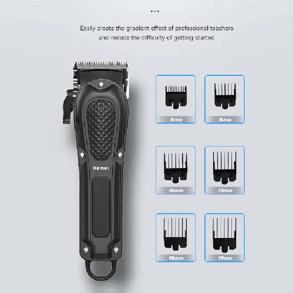 KEMEI ADJUSTABLE HAIR CLIPPER FOR MEN PROFESSIONAL HAIR TRIMMER ELECTRIC CORDLESS BEARD HAIR CUTTING MACHINE USB RECHARGEABLE