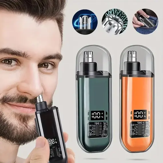 USB Rechargeable Nose & Ear Hair Trimmer for Men, Portable Mini Compact Design with Fast Charge, Electric Grooming Kit