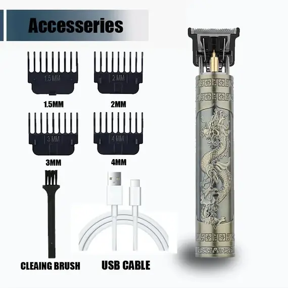 T9 Electric Hair Clipper for Men Professional Barber Shaver Beard Trimmer Dragon Buddha Design Body Hair Cutting Machine