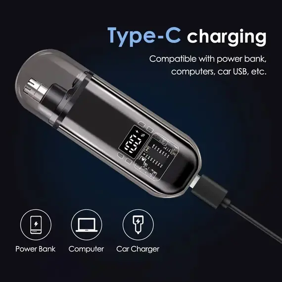 USB Rechargeable Nose & Ear Hair Trimmer for Men, Portable Mini Compact Design with Fast Charge, Electric Grooming Kit