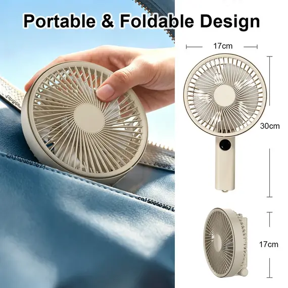 Portable Folding Handheld Fan 3600mAh USB Rechargeable Desktop Fan 199 Speed Powerful Wind Camping Fan for Outdoor Travel Home