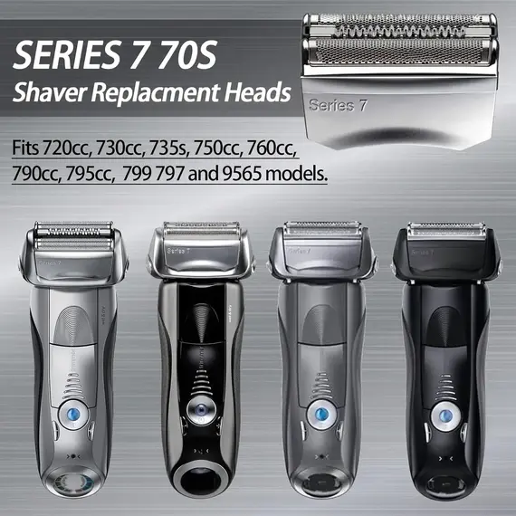 Brangdy 70S Shaver Replacement Heads Compatible with Braun Series 7 720 725 730 750CC 760CC 7899cc 790CC 797 799 Electric Razors