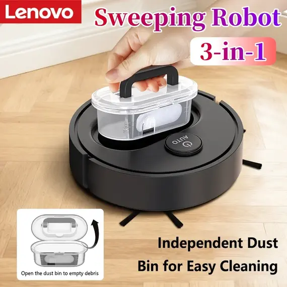 Lenovo Automatic Sweeping Robot Sweep 3-in-1 Mute Ultra Thin USB Rechargeable Vacuum Cleaner With Dust Box Home Cleaner Machine
