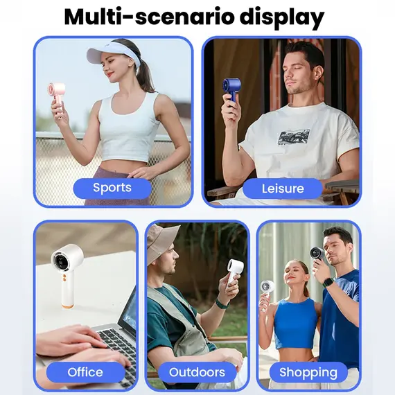 Turbo Fan Mini Handheld Fan Portable Type C Charging Rechargeable Fans Digital Display 100 Gears Strong Wind Standable Cool Fans