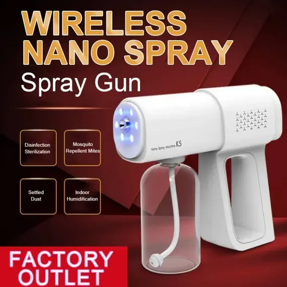380ml Electric Nano Blue Light Steam Spray Gun K5 Wireless Atomizing Sterilizer C-Type Atomized Household Handheld Sterilizer