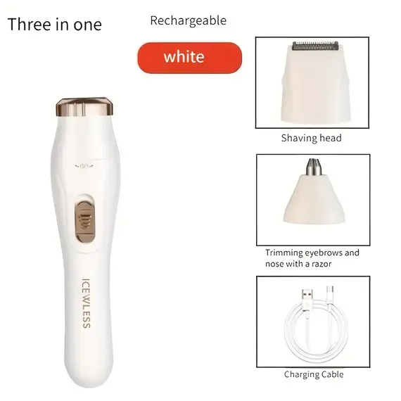 USB Charging Three in One Shaver, Women's Home Multifunctional Underarm Hair Removal Device, Eyebrow Trimmer, Nose Hair Remover