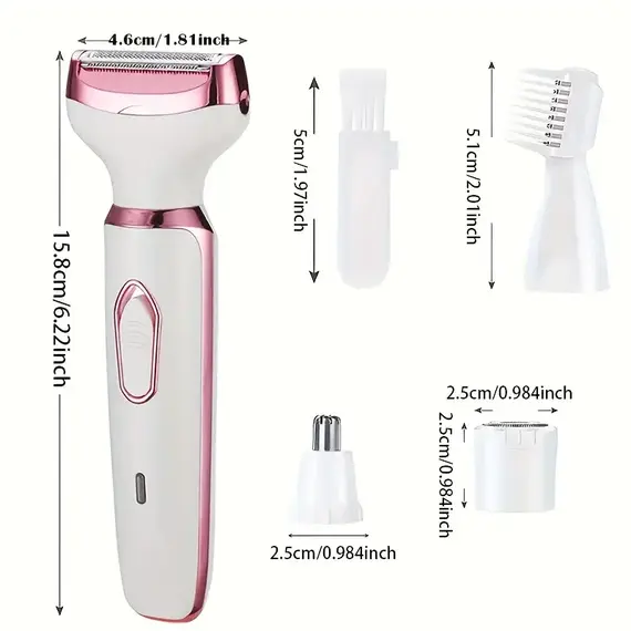 HOMEFISH 4 in 1 Electric Razor for Shaver Lady Shaver Body for Armpit Bikini Arm Leg Face Mustache Portable Painless