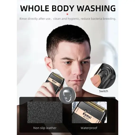 Kemei KM-2024 Electric Shaver for Men Twin Blade Reciprocating Cordless Razor USB Rechargeable Shaving Machine Barber Trimmer