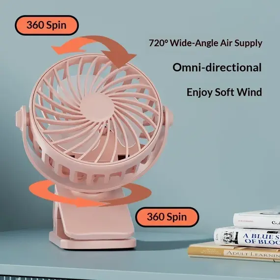 Mini Portable Clip On Fan USB Desk Fan 3 Leaf Speeds Quiet Wind 720° Rotate Personal Electric Fan Standing Fans for Room Home