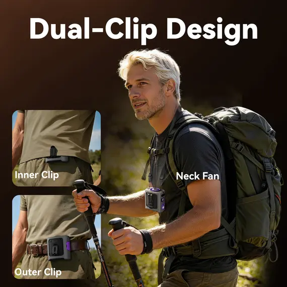 MUXNW Ventilador Waistban Rechargeable Clip-On Waist Fan with Ice Cooling Plate, 8000mAh Portable Hands-free Belt Fan for Campin