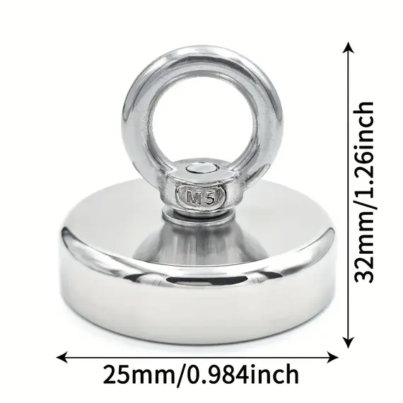 D16~D42mm Super Strong Neodymium Fishing Hook N52 Heavy Duty Rare Earth Neodymium with Countersunk Hole Eyebolt Salvage Magnetic