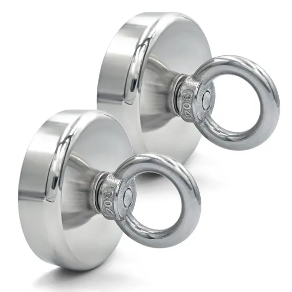 D16~D42mm Super Strong Neodymium Fishing Hook N52 Heavy Duty Rare Earth Neodymium with Countersunk Hole Eyebolt Salvage Magnetic
