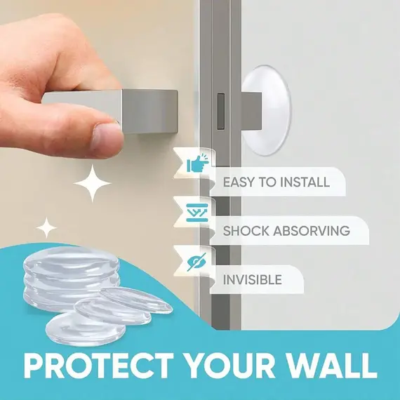 Door Knob Wall Shield Clear Soft Rubber Door Stopper Door Handle Bumper Mute Stickers Wall Protector Muffler Pad Protective Plug
