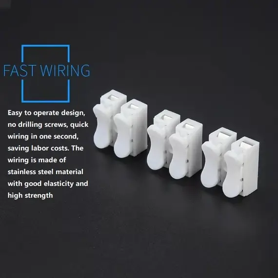 Quick Wire Connectors 1P 2P No Soldering Required Spring Clamp Cable Terminals Screwless Terminal Block for Electronics