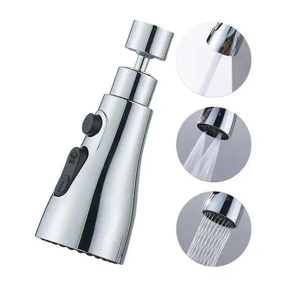 3 In 1 Kitchen Faucet Extender Universal 360° Rotate Pull Out Kitchen Tap Multi-mode Strong Flushing Booster Kitchen Accessories