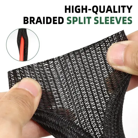 2/5M Black PET Expandable Self Closed Cable Sleeve Diameter 3mm ~ 50mm Split Insulated Heat Resist Split Line Protector Sleeve
