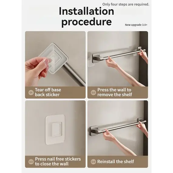 No Need To Drill Walls For Installation Bathroom Towel Bar/Hook/Towel Rack/Kitchen Rag Rack Bathroom Accessories