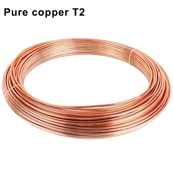 10M T2 Pure Copper Wire Round Coil Conductive Bare Copper Cable Wires for Electric Wire DIY Craft 0.3/0.5/0.8/1/1.2mm