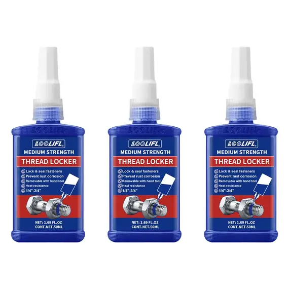 LOOLIFL Blue Thread Locker 243 Nuts-Bolts Locker, Screw Adhesive Lock Tight Seal Fasteners Anaerobic Curing Metal Glue,Rustproof
