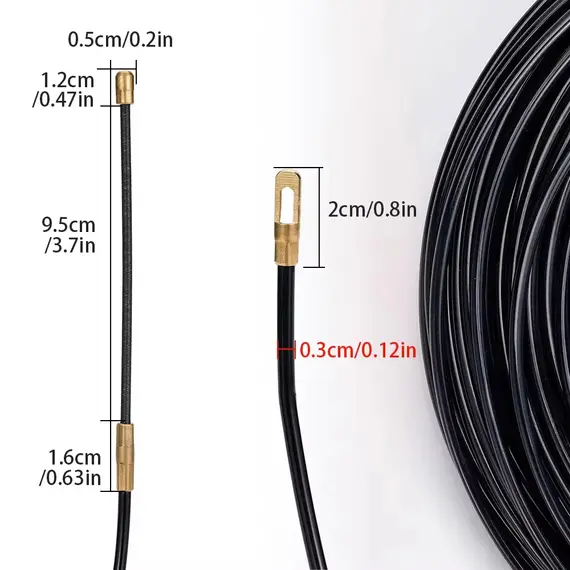 3mm 5M-40M Nylon Cable Puller Electrician Tape Conduit Ducting Wall Wire Threader Fish Guide Electrician Pushing Tape