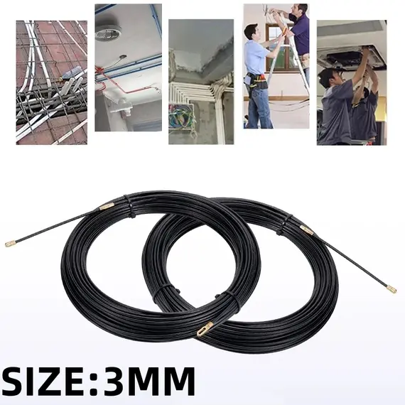 3mm 5M-40M Nylon Cable Puller Electrician Tape Conduit Ducting Wall Wire Threader Fish Guide Electrician Pushing Tape