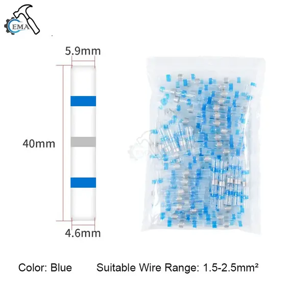 100/200PCS Heat Shrink Connectors Sleeve Tube Terminals Electrical Butt Splice Wire Connector Splice Solder Insulated Cable