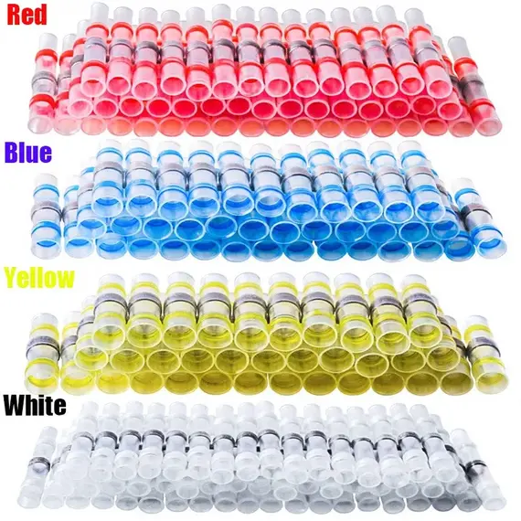 100/200PCS Heat Shrink Connectors Sleeve Tube Terminals Electrical Butt Splice Wire Connector Splice Solder Insulated Cable