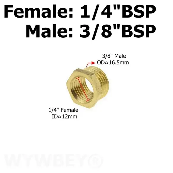 Brass Hex Bushing Reducer Pipe Fitting 1/8 1/4 3/8 1/2 3/4 F to M Threaded Reducing Copper Water Gas Adapter Coupler Connector