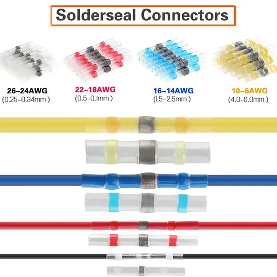 100/200PCS Heat Shrink Connectors Sleeve Tube Terminals Electrical Butt Splice Wire Connector Splice Solder Insulated Cable