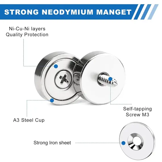 Multi Neodymium Disc Countersunk Hole Magnets, Permanent Rare Earth Magnets for Tool Room, Science, Craft, Office, Science Proje