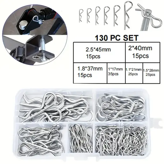 100/150pcs Cotter Pins Spring Connectors 2 Mm, R-Clips Splint Assortment Galvanised Spring Pins Safety Pins Set