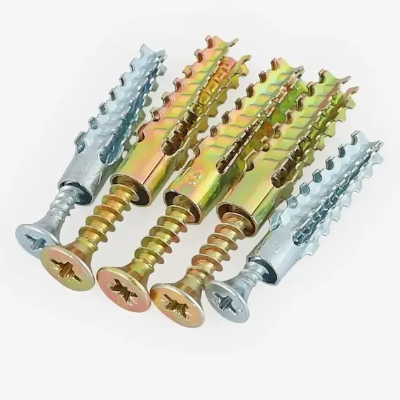 Heavy Duty Steel Wall Anchor with Screws Kit Metal Tube Expansion Self Tapping Screw Drywall Drilling Plug Fastener Bolt Anchors