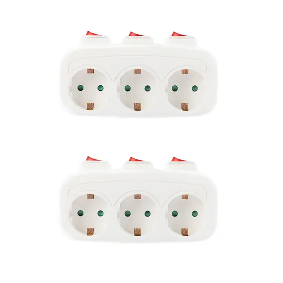 CILIA 1/2pcs EU Plug, 3-in-1, Wall Outlet with 3 Switch Control, Multi-Power Strip, 3 Power Sockets, for Home