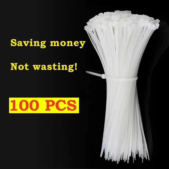 Cable Ties Self Locking Nylon Cable Zip Ties 100pcs Plastic Colored Cable Zip Tie Wrap Bundle Ties White