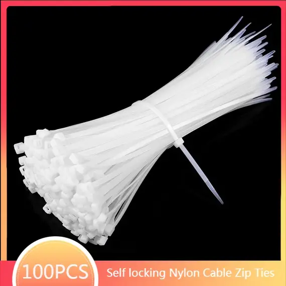 Cable Ties Self Locking Nylon Cable Zip Ties 100pcs Plastic Colored Cable Zip Tie Wrap Bundle Ties White