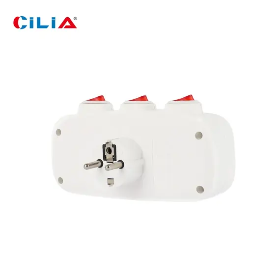 CILIA 1/2pcs EU Plug, 3-in-1, Wall Outlet with 3 Switch Control, Multi-Power Strip, 3 Power Sockets, for Home