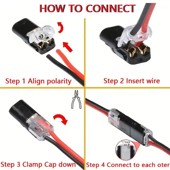 50pcs D2 double line interlocking detachable LED without welding, 2-pin bidirectional insert cable buckle connector, DC lock cov