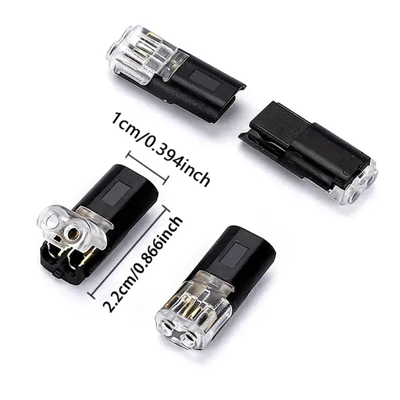 50pcs D2 double line interlocking detachable LED without welding, 2-pin bidirectional insert cable buckle connector, DC lock cov