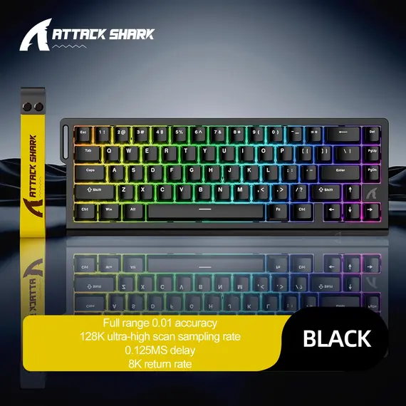 X68HE ATTACK SHARK Magnetic Gaming Keyboard Mechanical Wired for Pro Gaming 0.01mm Rapid Trigg 8000Hz SOCD/Rs 0.125ms 128K Rate