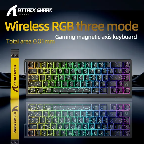 X68HE ATTACK SHARK Magnetic Gaming Keyboard Mechanical Wired for Pro Gaming 0.01mm Rapid Trigg 8000Hz SOCD/Rs 0.125ms 128K Rate