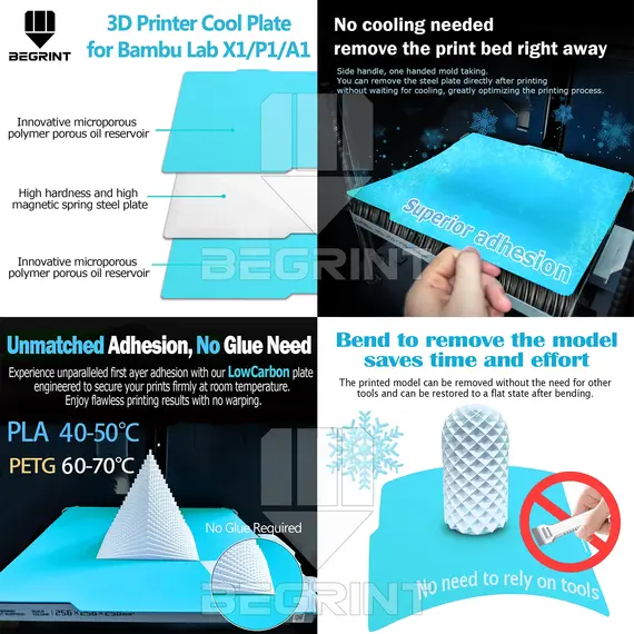 Build Plate 257x257 Spring Steel Sheet Peo H1H Pey Sheet A1 X1C P1S BambuLab PEI Build Plate 3d Printer Bamboo Lab Plate
