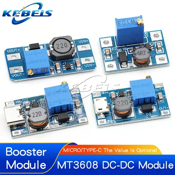 MT3608 DC-DC Adjustable Boost Module 2A Boost Plate Step Up Module TYPE-C MICRO USB 2V-24V to 5V 9V 12V 28V