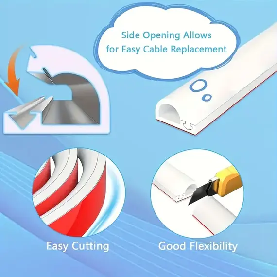 1PC 1/2/3/5meters Flexible floor cable cover cord Self-Adhesive wall cord hider internet Wire Duct Duct Slot Cable Manage﻿