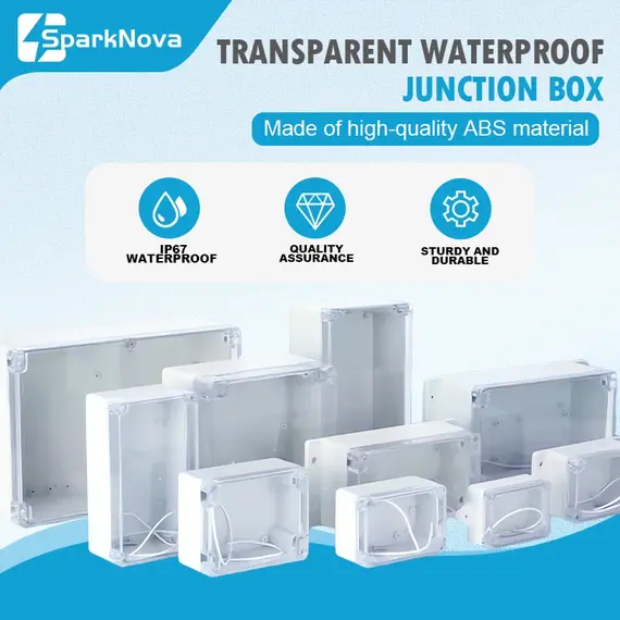 IP67 Plastic Transparent Waterproof Enclosure Box for Outdoor Electronic Projects Electrical Instrument Junction Housing Protect