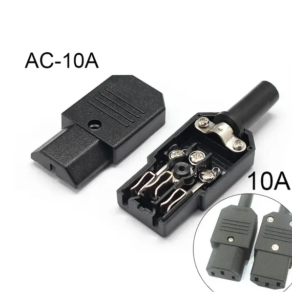 2 3 Pin IEC320 C14 Electrical Power Socket LED 250V Rocker Switch Brass 10A C6 Fuse Inlet Plug Connector Computer Mount Outlet