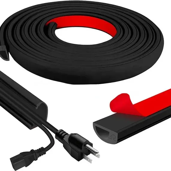 1PC 1/2/3/5meters Flexible floor cable cover cord Self-Adhesive wall cord hider internet Wire Duct Duct Slot Cable Manage﻿
